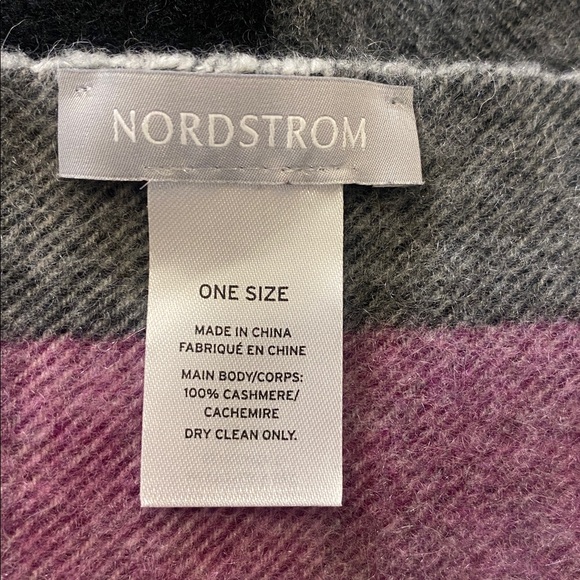 Nordstrom Cashmere Scarf in Purple, Gray, Blue and Black Scarf - Picture 3 of 8